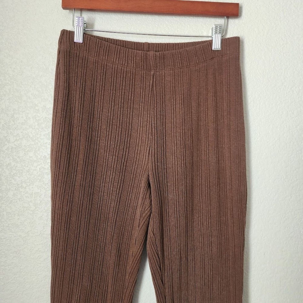VINCE Brown Rib Knit Flared Pants Clean Girl 90s Minimalist M‎ - Picture 8 of 10